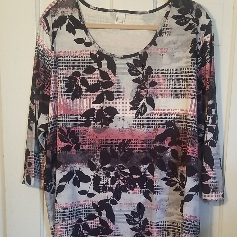 Floral Print Women's Top - Black, Pink, Gray